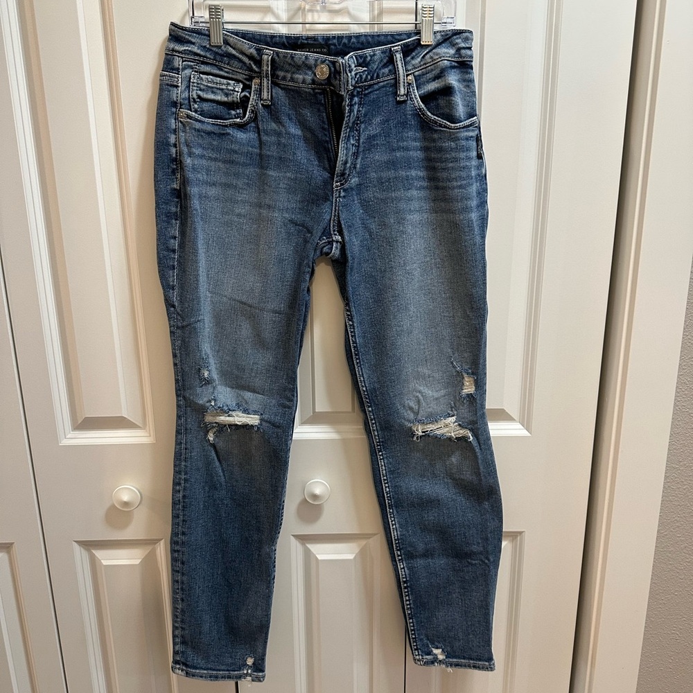 Women's Blue Distressed Jeans